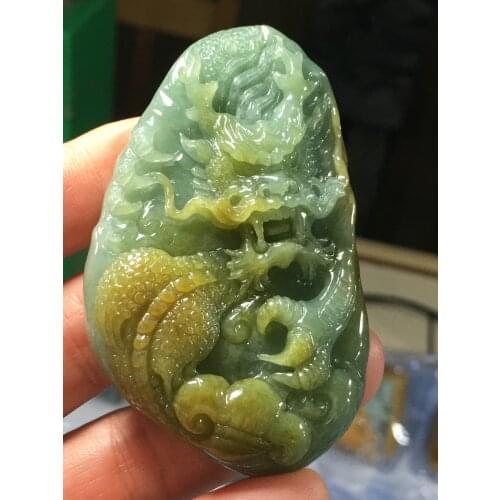 Natural Myanmar jade A HandCarved dragon green jade pendant jade necklace pendants jewelry jade necklaces woman men