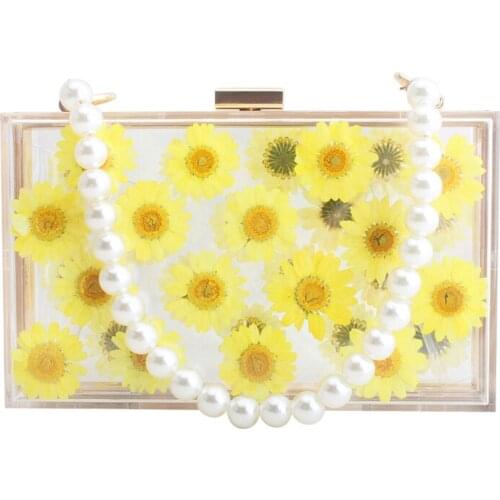 18x11CM 2020 Summer New Transparent Acrylic Flowers Flap Bag Banquet Ladies Shoulder Bag Messenger Bags a6136
