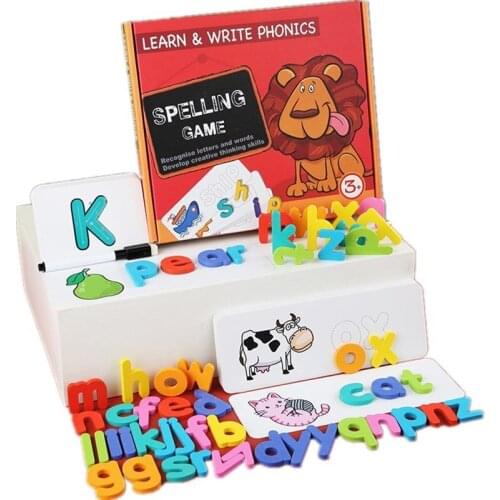 Language Learning Toys Educational Childrens Alphanumeric Math Wooden Word Spelling Puzzle Game Nursery Early Education Toys