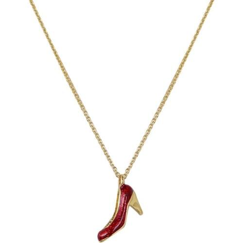 European and American elegant temperament sparkles sequins red high heels queens road exquisite small clavicle chain necklace