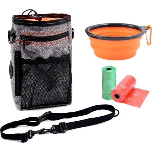 Pet Snack Waist Bag Suit Professional Training Dog Cats Bag Outdoor Portable Bowl Garbage Bags Whistle D2024