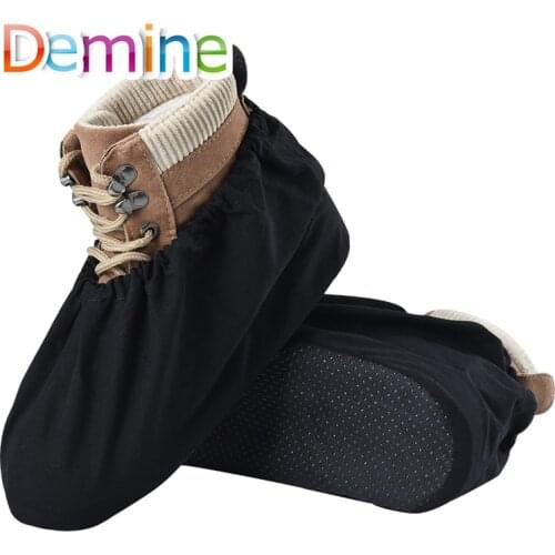 Demine Shoes Covers for Shoe Dust Proof Washable Reusable Flat Ankle Elastic Boot Cover Men Women Indoor Overshoes Accessories