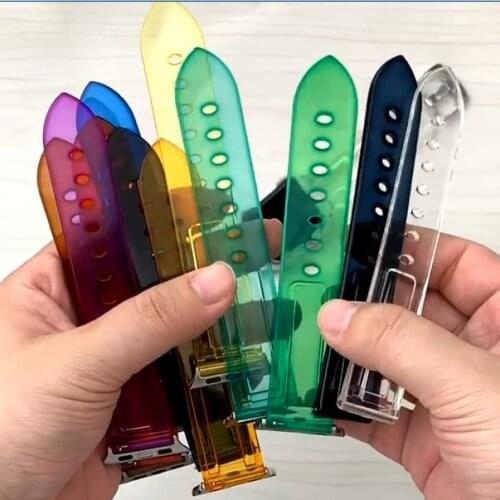 Transparent Resin Strap for Apple Watch iwatch 6 5 4 3 2 1 SE 38mm 42mm 40mm 44mm Men Women TPU Replacement Band Protective Case