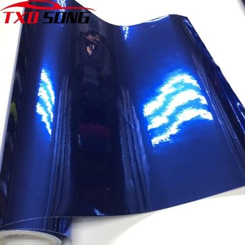 Stretchable Chrome mirror blue vinyl sticker 3 Layers with air free bubbles By Free shipping With Size 10/20/30/40/50/60x152CM