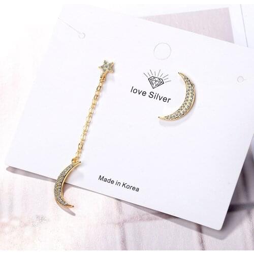 Fashion asymmetric earrings moon shape retro stud earrings aretes de mujer modernos 2018 christmas gifts for women
