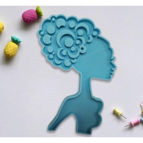 Super Glossy Woman Head Epoxy Resin Mold Keychain Crafts Casting Silicone Mould R7RF