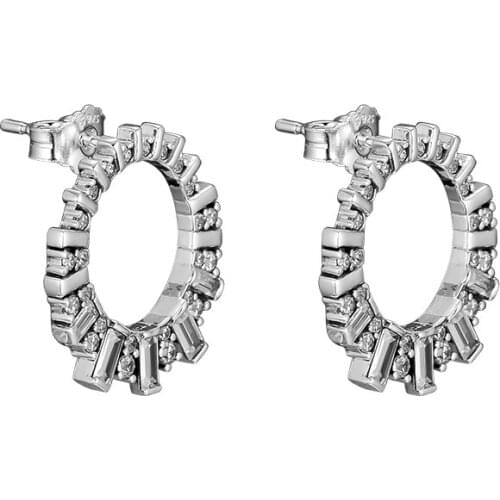 100% Sterling-Silver-Jewelry Glacial Beauty Stud Earring 100% 925 Silver Jewelry for Women Free Shipping