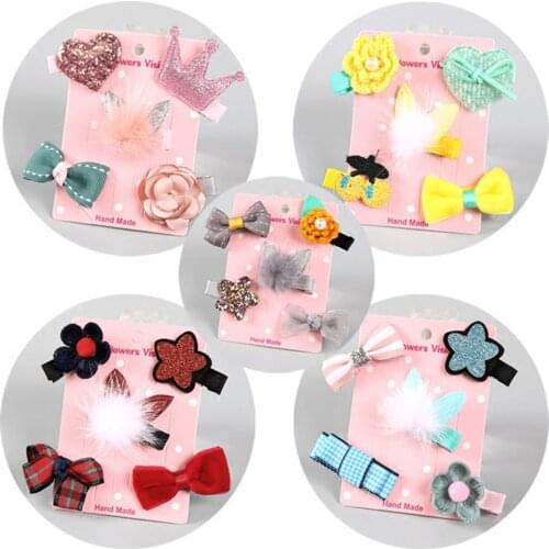 5Pcs/set Hairpin Baby Girl Hair Clip Bow Flower Mini Barrettes Star Kids Infant Hair Clip Hair Accessories Hair Styling Tools
