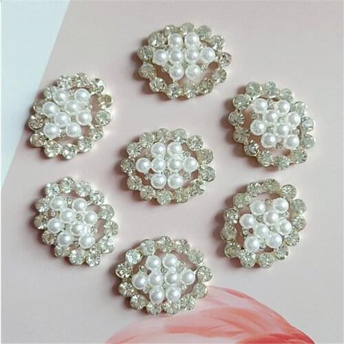 10 PCS 23*28mm Fashion Imitation Pearl With Rhinestone Metal Base Handmade DIY Jewelry Accessories