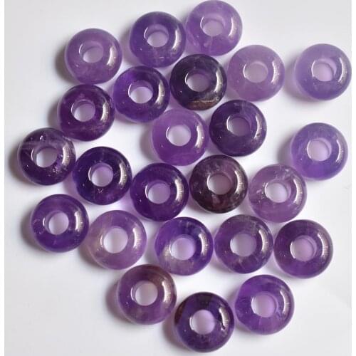 2021Fashion good quality natural stone amethysts round shape big hole beads For Bracelet Charms 24pcs/lot wholesale free