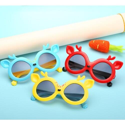 2021 Personality Cute Cartoon Colorful Fawn Kids Sunglasses Children Brand Child Sun Glasses Anti-uv Baby Girls Boys Eyewear New