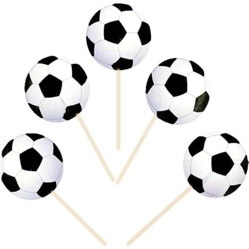 24pcs/lot Football Decoration Cupcake Toppers Happy Birthday Baby Shower Supplies Party Boys Kids Favors Soccer Cake Picks