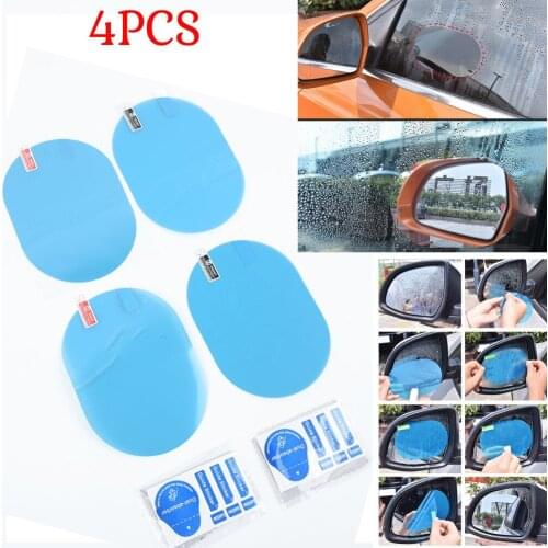 4pcs Set HD PET Nano Anti-Fog Anti-Glare Car Rear View Mirror Protective Film Automotive Goods