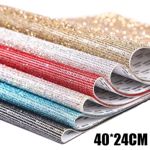 40*24cm Bling Dazzling Diamond Crystal Rhinestones Self Adhesive DIY Car Decoration Sticker And Decal Mobile Sticker Car styling