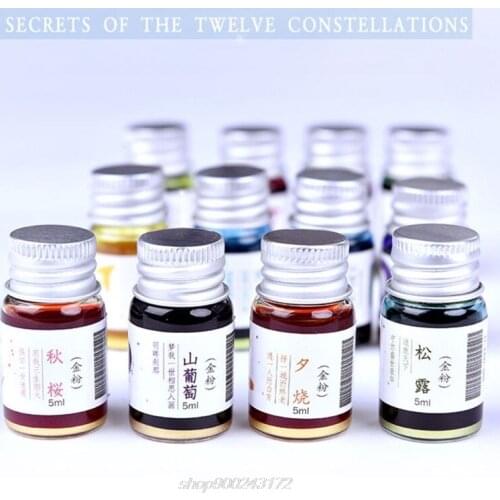 5ml Gold Powder Colorful Fountain Pen Ink Non-carbon Refilling Inks Stationery School Office Supplies M21 21 Dropship