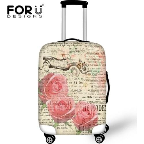 FORUDESIGNS 2018 Vintage Luggage Cover Protector Newspaper Pattern Trolly Travel Bag Cover Elastic Dust Bag Cases Rain Covers