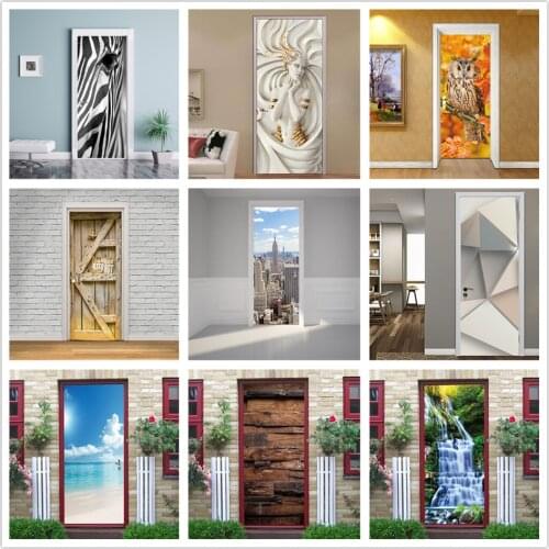 Different Doors Sticker Peel and Stick Wallpaper Vinyl Adhesive Waterproof Room Decoration Landscape Decals Posters deurstickers