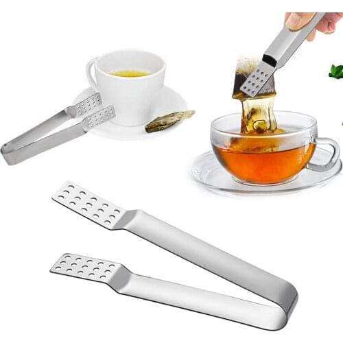 Metal Spoon Mini Sugar Clip Tea Leaf Strainer New Reusable Stainless Steel Tea Bag Tongs Teabag Squeezer Strainer Holder Grip