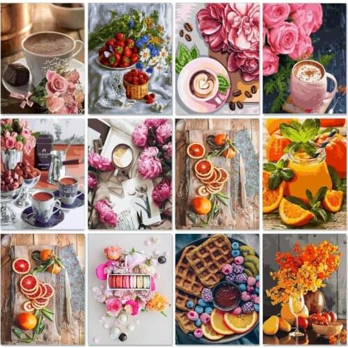 Gatyztory 60x75cm Frameless DIY Painting By Numbers For Adults Wall Art Pictures By Numbers Coffee Modern Diy Bedroom Decor