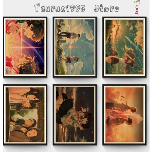 New Your Name Movie Poster Painting Wallpaper Kraft Poster Wall Sticker Decorative Painting