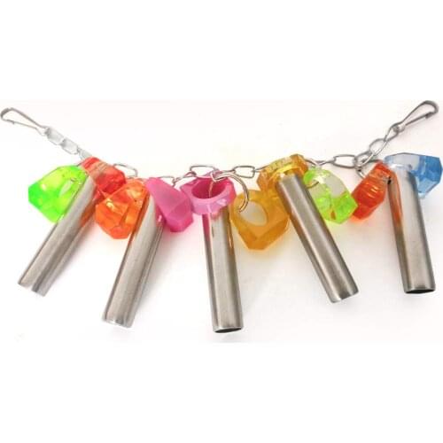 Bird Stainless Steel Hanging Bells Toy Small Indestructible Pipe String for Squirrel Parrot Pigeon Parakeet Cockatiel Conure