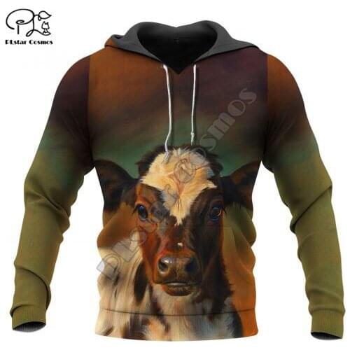 PLstar Cosmos Baby Cow 3D Print Hoodies Casual Men/Women Zipper Hooded Funny Animal Unisex Brand Streetwear Apparel T7