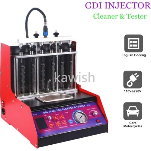 Kawish G701 GDI injector tester&cleaner 6pcs Car Fuel Injector Flushing Nozzles Ultrasound Cleaning Injector for Motorcycle