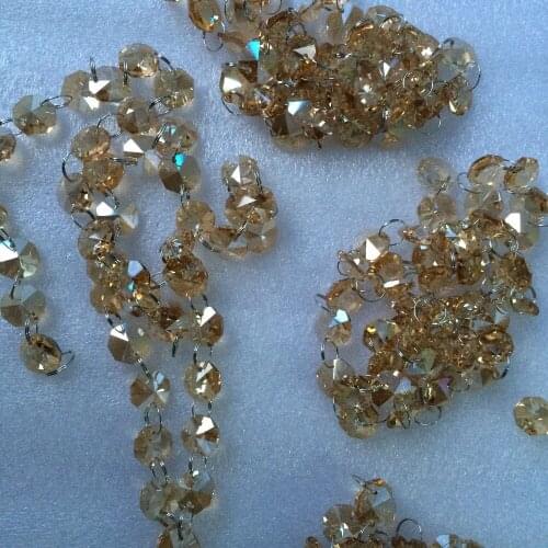 100m/lot 14mm Champagne octagon beads chains of GLASS CRYSTAL GARLAND Strands for Wedding Centerpiece Decoration and Party Decor