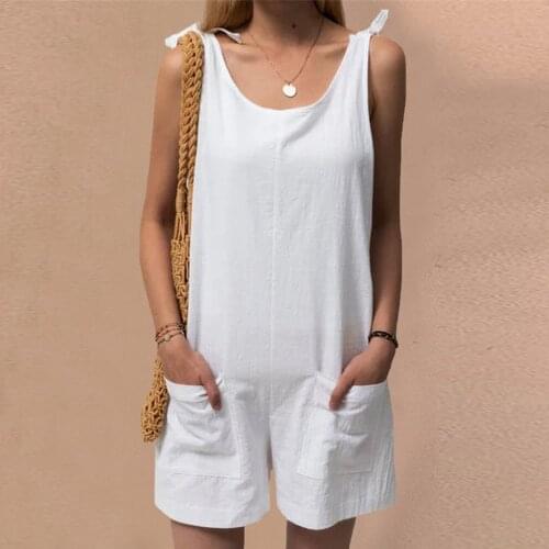 Women Rompers Summer Casual Loose Sleeveless Jumpsuit Solid Colors Packet uspenders Bib Short Wide Leg Playsuits Overalls#g3