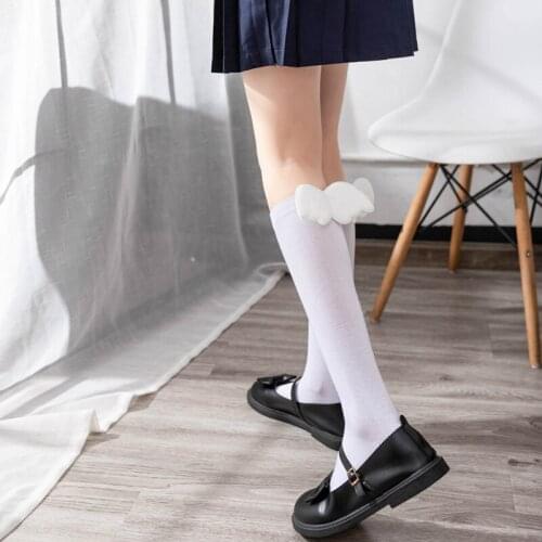 Woman Socks 1 Pair 2020 funny cute fashion wing white black socks sweet women Soft Cute Long Socks For Women Harajuku Sox