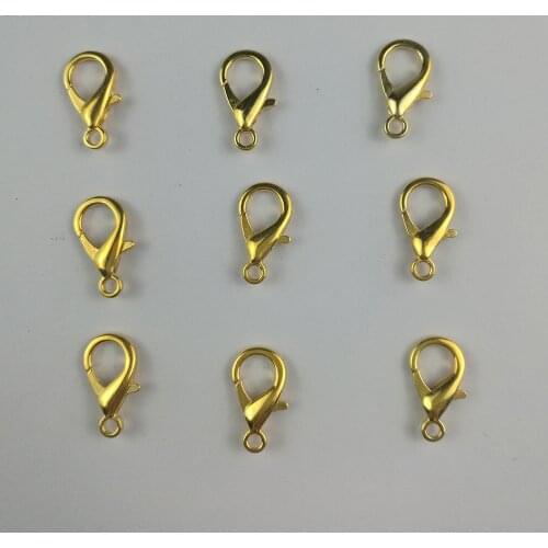 100PCS Lobster Clasps Necklace Findings Fastener Plated DIY Craft Supplies 10/12/14/18/16/21MM Stainless Steel Lobster Clasp