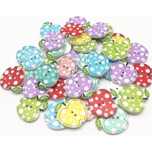 1000pcs 20x21mm Mixed Apple Shaped Wood 2 Holes Buttons Sewing Accessories Embellishments For Scrapbooking
