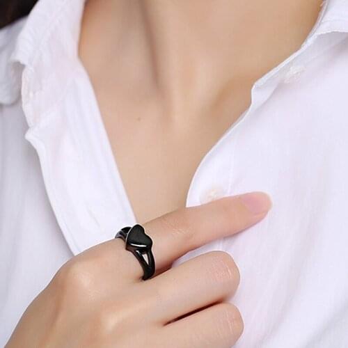 11.5mm Women Men Rings Titanium Steel Heart Best Friends Gift Fashion Love Jewelry
