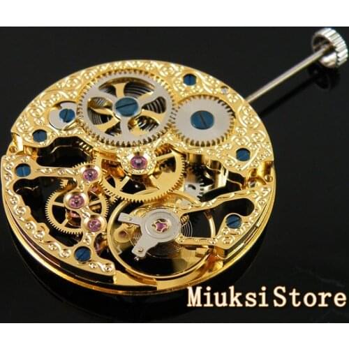 17 Jewels gold full skeleton Hand Winding Asian movement watch accessories