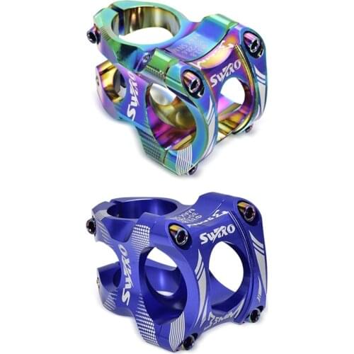 SWTXO 2PCS 31.8 Stem 35mm Bike Stem Wake Mountain Bike Stem Short Handlebar Stem for Most Bicycle, Multicolor & Blue