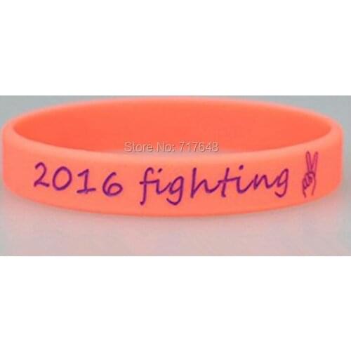 200pcs Debossed Custom 2016 fighting wristband silicone bracelets free shipping by FEDEX