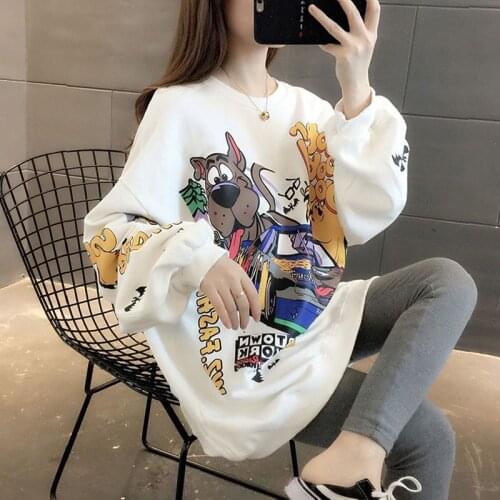 Women sweatshirt Full Sleeve Letter Print Hooded Pullover Loose Thickened Female Jumper Tracksuit Sweat Coat Casual Streetwear