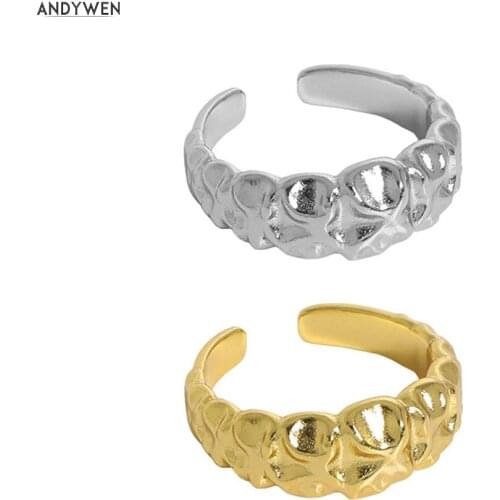 ANDYWEN 925 Sterling Silver Gold Irregular Resizable Geometric Rings Adjustable Luxuury Jewelry Gift For 2021 Wedding Jewelry
