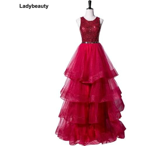 Prom dress evening gowns robe de soiree sequin vestido de festa tulle elegant cheap formal party dress