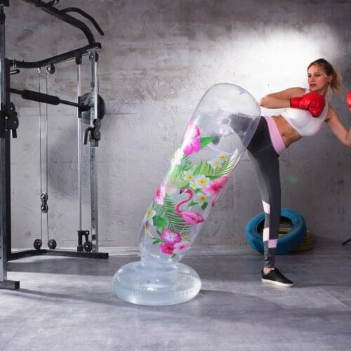 160 Cm Boxing Punching Bag Inflatable Transparent Tumbler Muay Thai Training Decompression Back Punching Bag Taekwondo Equipment