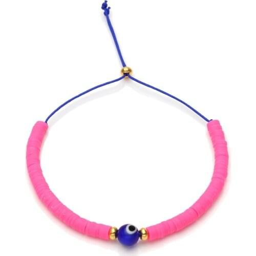 Polymer Clay Glass Beads Evil Eye Heishi Bracelets Women Men 2019 New Fashion colorful Creative Small Fresh Summer Jewelry Gift