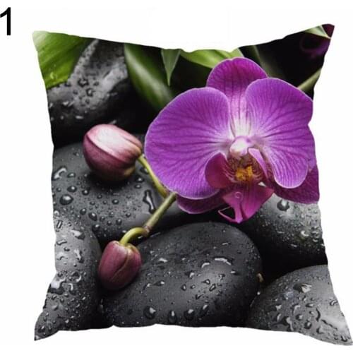 Orchids Stone Print Home Decorative Throw Vintage Square Shape Pillow Case Cover
