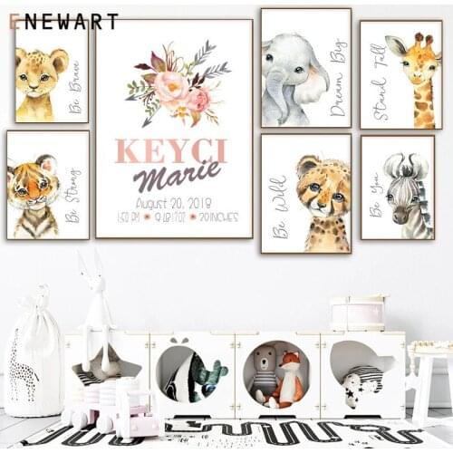 Dropshipping Kawaii Animal Nordic Posters and Prints Giraffe Zebra Wall Art Personalized Canvas Painting Pictures for Kids Room