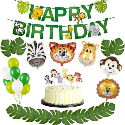 Jungle Party Animal Foil Balloons Tiger Monkey Birthday Party Decoration Kids Birthday Baby Shower Balloons Safari Party Decor