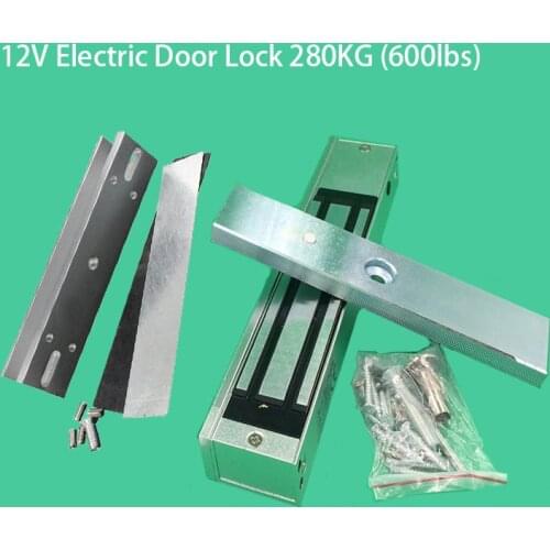 Glass Door Access Control Electric Magnetic Door Lock280KG (600lbs) 12V Electric Lock Holding Force with U Bracket Power on