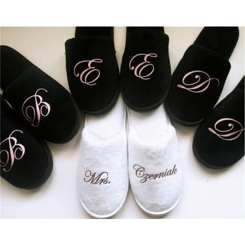 Personalized rose gold Wedding bride Slippers custom Monogrammed Hen night closed toe Spa Slippers christmas gifts any language