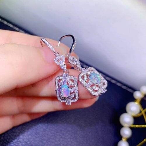 Exquisite Jewelry 925 Sterling Silver Inset With Natural Gem Womens Luxury Popular Plant White Opal Earrings Eardrop Support De