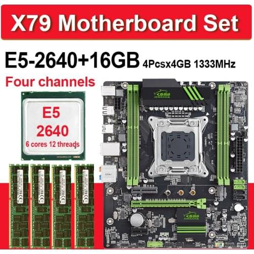 JINGSHA X79 Placa base con Xeon E5 2640 4 pcs x 4GB = 16GB 1333MHz DDR3 ECC REG memoria ATX USB3.0 SATA3.0 PCI-E NVME M.2 SSD