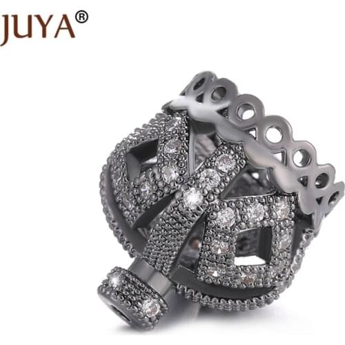 Popular 13mm Copper Zircon Crown Beads Tassel Caps For Jewelry Making Handmade DIY Tassel Earrings Accessories End Caps Findings