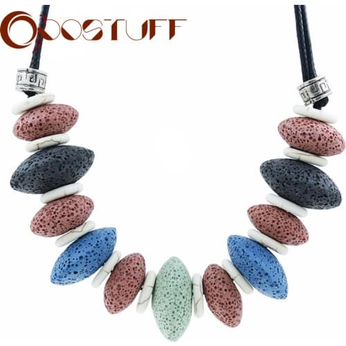 Fashion Women Choker Necklace Lava Stone Beads Handmade Jewelry For Women Statement Nature Stone Necklace Women collares colar